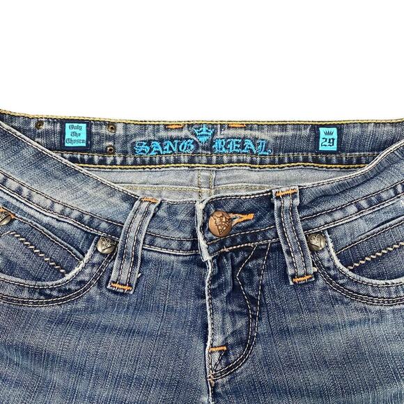 Vtg Y2K 2000s Sang Real Low Rise Grunge Bootcut Denim Jeans - Picture 4 of 8